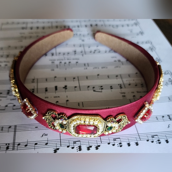 NEW Red Embellished Statement Headband - Picture 1 of 4